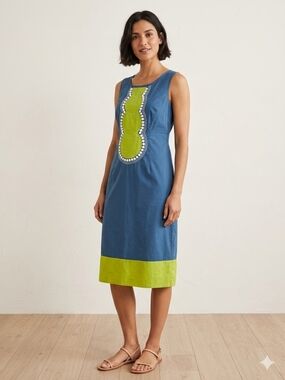 chinese dress ladies Cleo Linen Tie Waist Dress-Chambray Embroidery main image 0